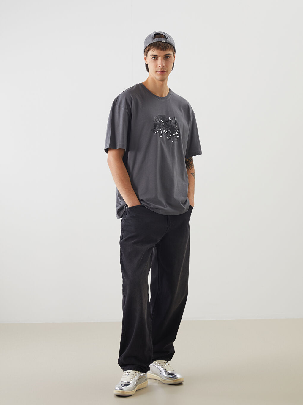XSIDE Crew Neck Printed Jersey Men's T-Shirt -S5HK02Z8-YAN