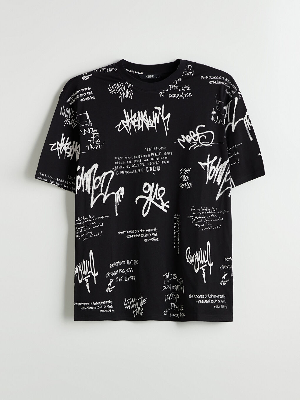 Bisiklet Yaka Baskılı Penye Erkek Tişört-4