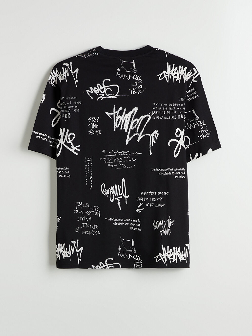 Bisiklet Yaka Baskılı Penye Erkek Tişört-5