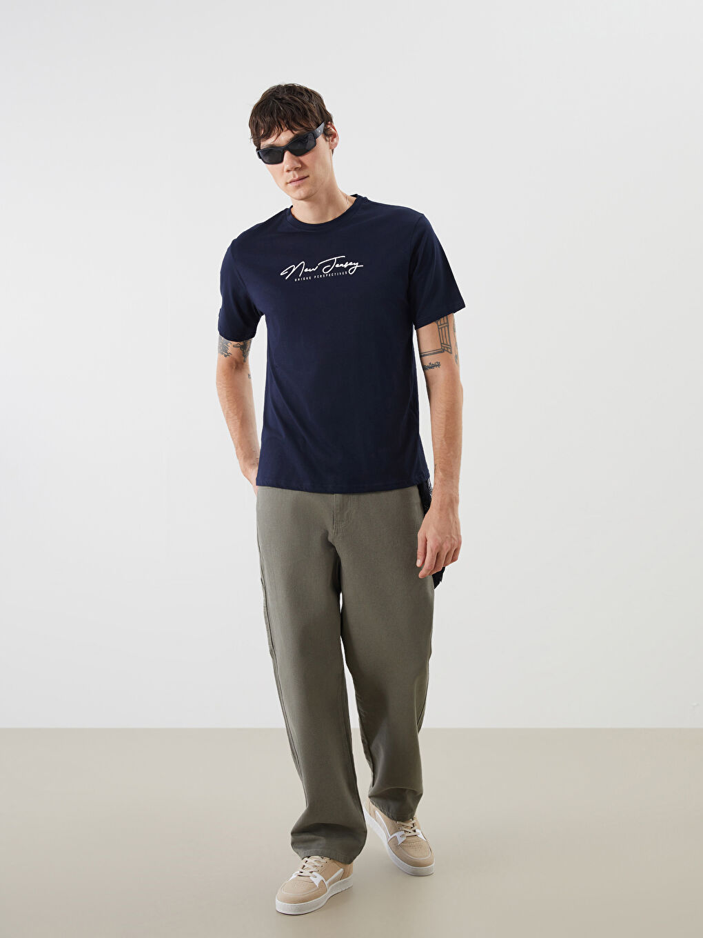 T-shirt en Jersey Imprimé à Col Rond pour Hommes-1