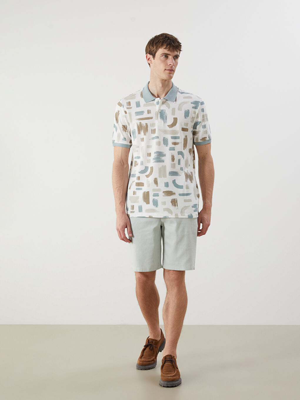 T-shirt pour Hommes en Piqué à Motifs à Col Roulé-1