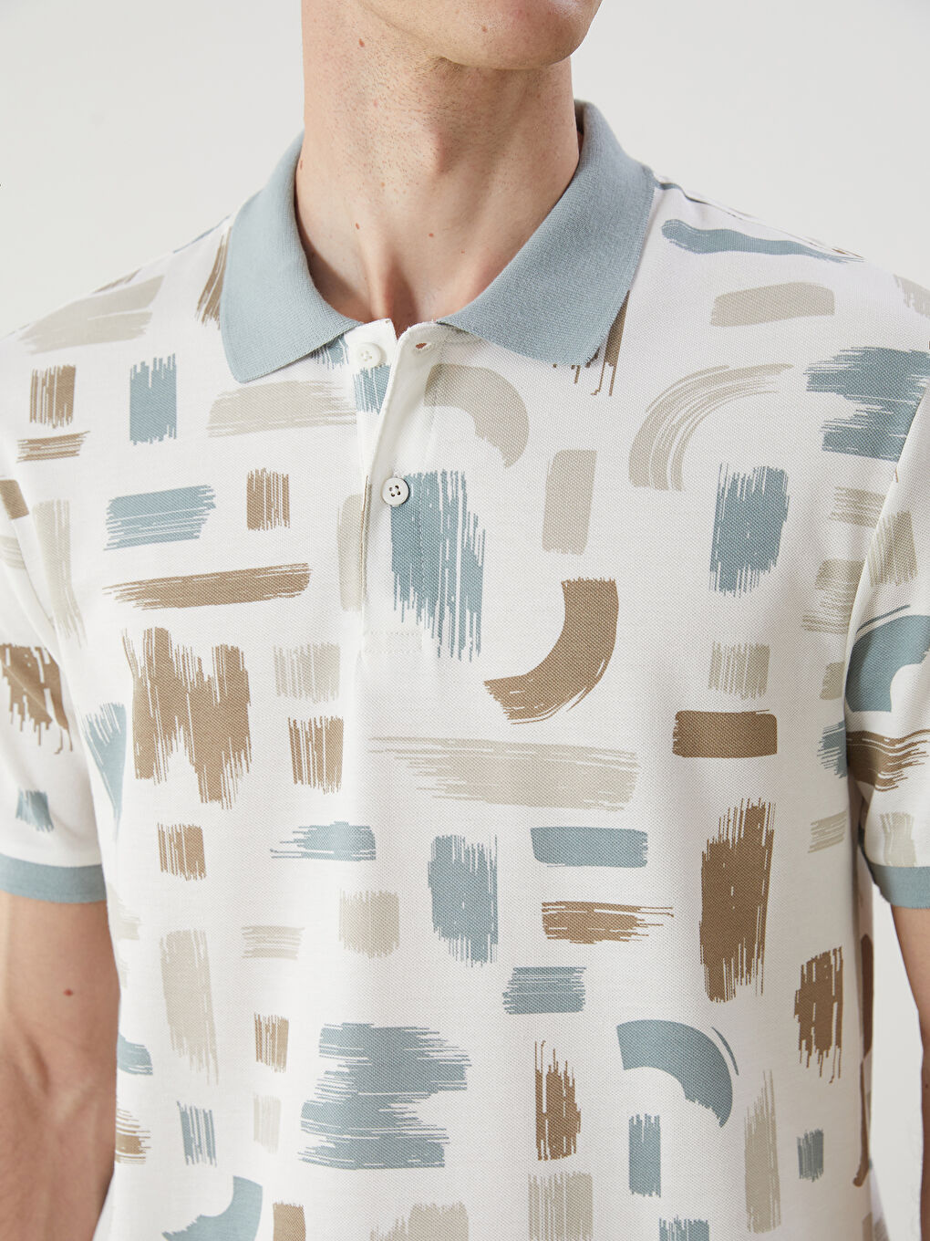 T-shirt pour Hommes en Piqué à Motifs à Col Roulé-2