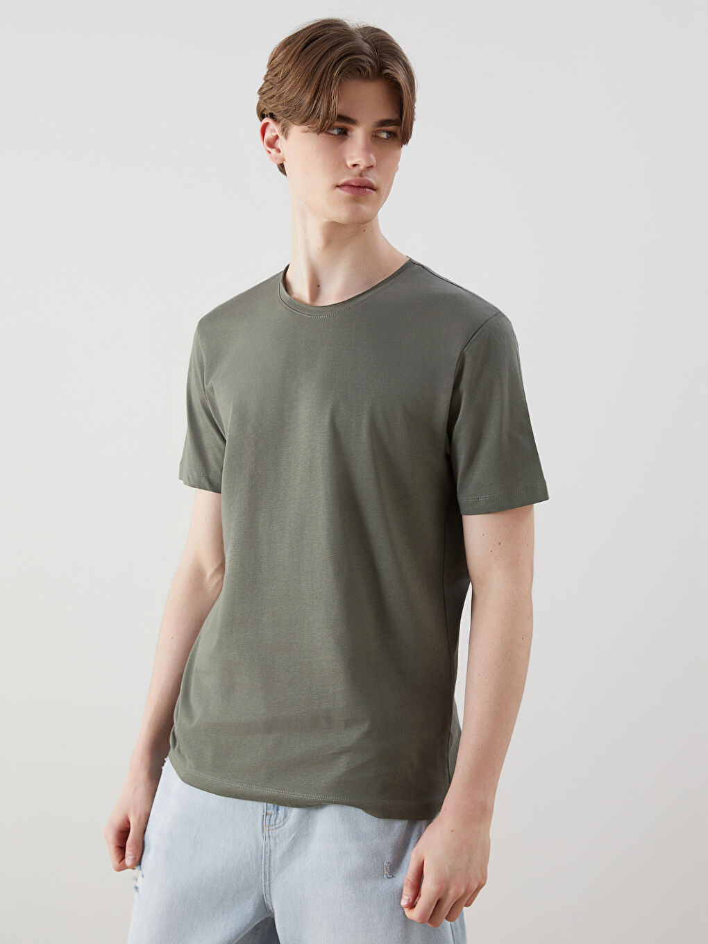 Crew Neck Plain Men's T-Shirt -S5HK66Z8-YRN