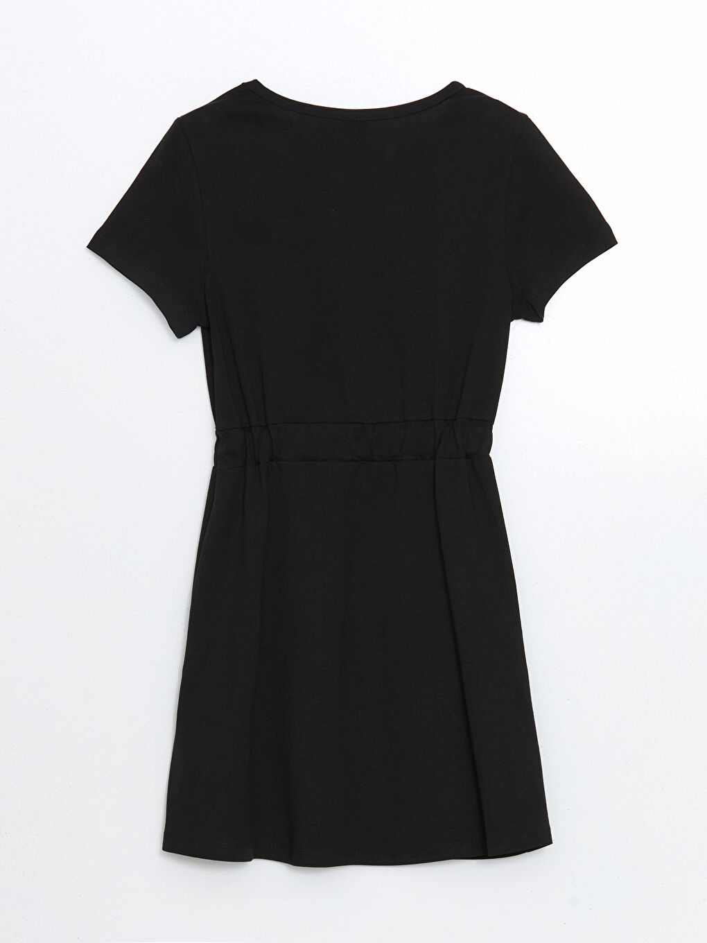 Siyah Bisiklet Yaka Kız Çocuk Elbise-1