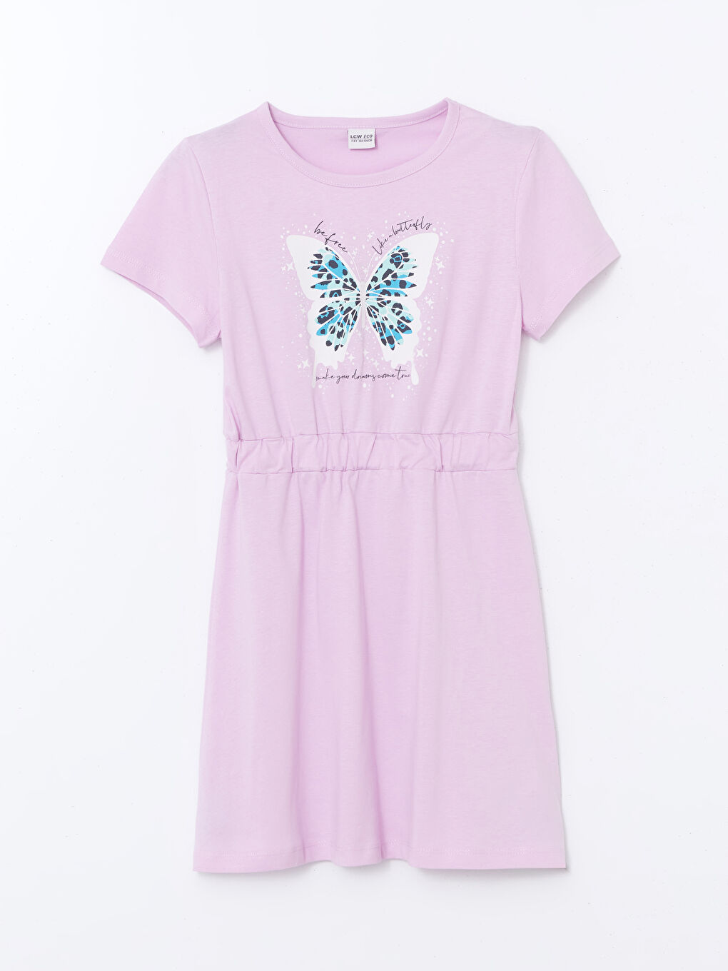 Lila Bisiklet Yaka Kız Çocuk Elbise