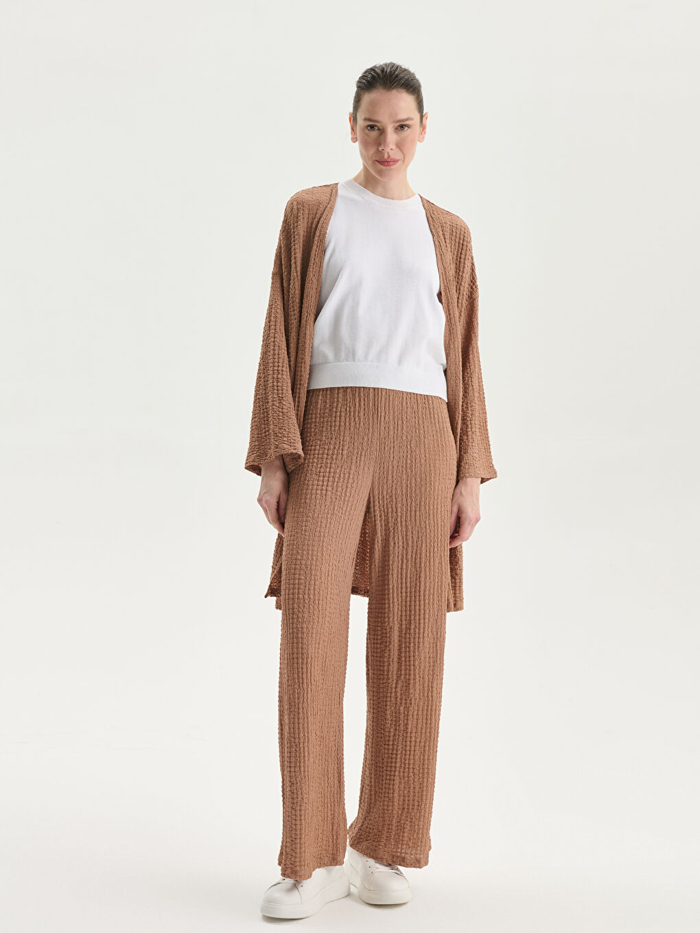Elasticated Waist Textured Women's Trousers -S5HL28Z8-GTU