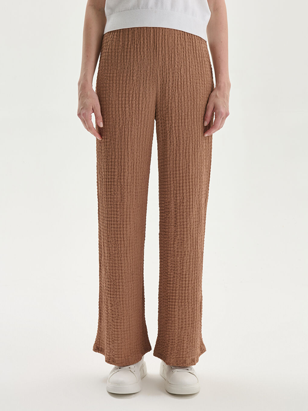 Elasticated Waist Textured Women's Trousers -S5HL28Z8-GTU