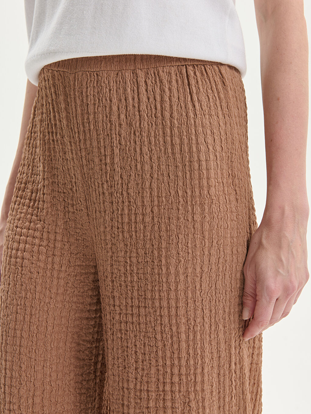 Elasticated Waist Textured Women's Trousers -S5HL28Z8-GTU