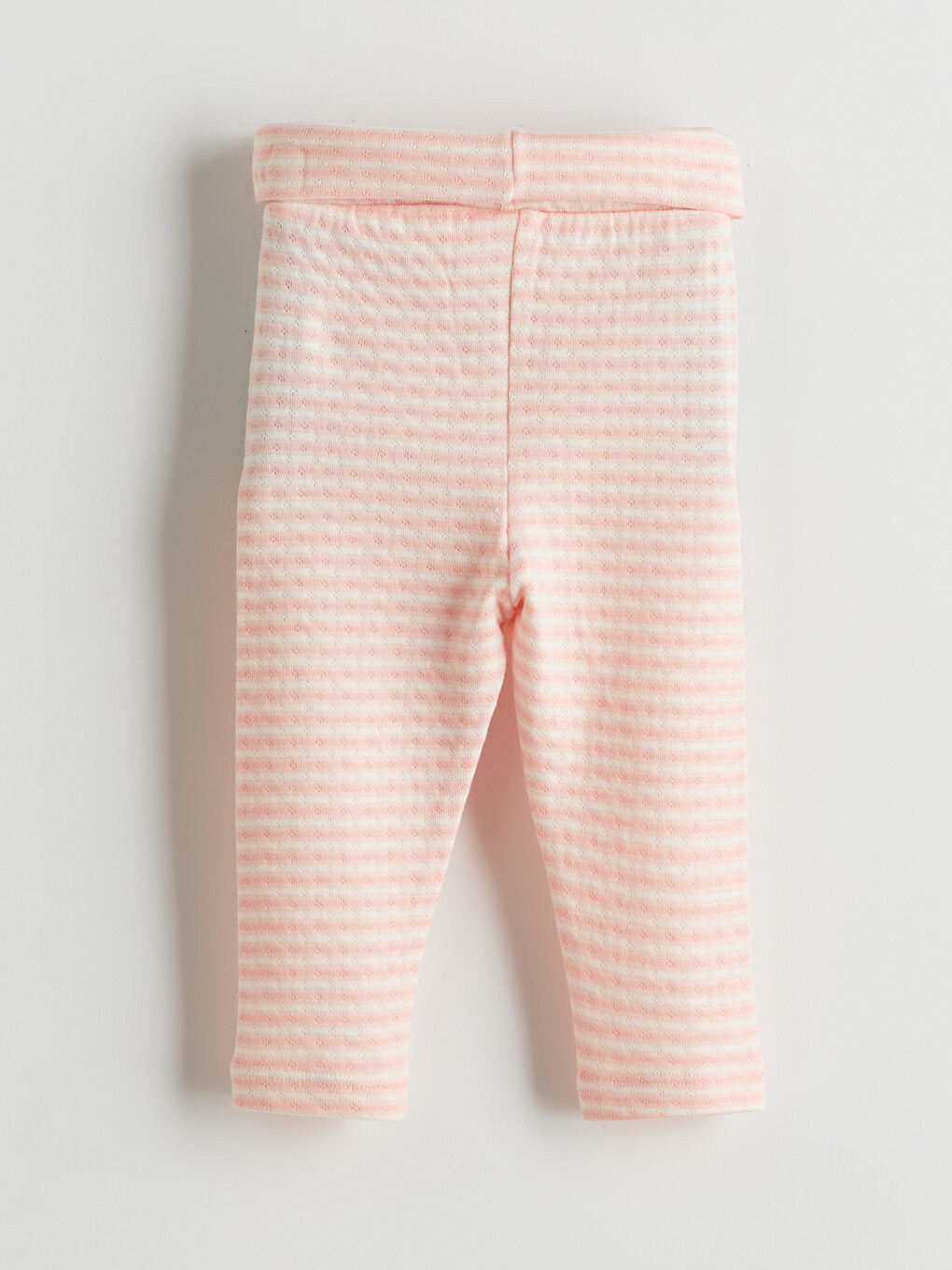Pembe Beli Katlanabilir Çizgili Kız Bebek Tayt-1