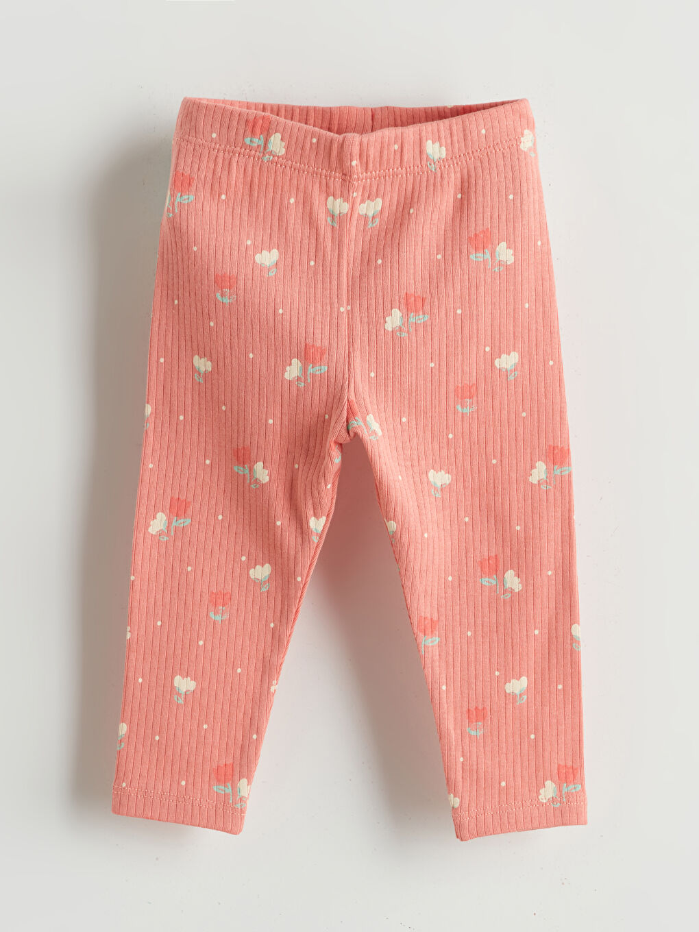 LCW baby Ekru Organik Kumaş Çiçekli Kız Bebek Çıtçıtlı Body ve Tayt 2'li - 3
