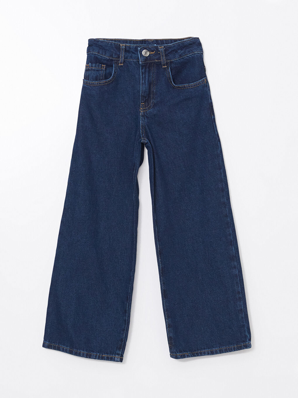LCW ECO Indigo Beli Ayarlanabilir Lastikli Kız Çocuk Jean Pantolon