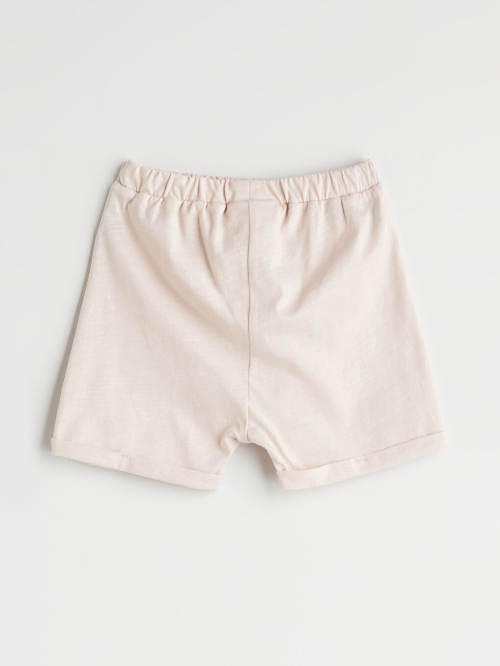 Bej Beli Lastikli Basic Erkek Bebek Şort-1
