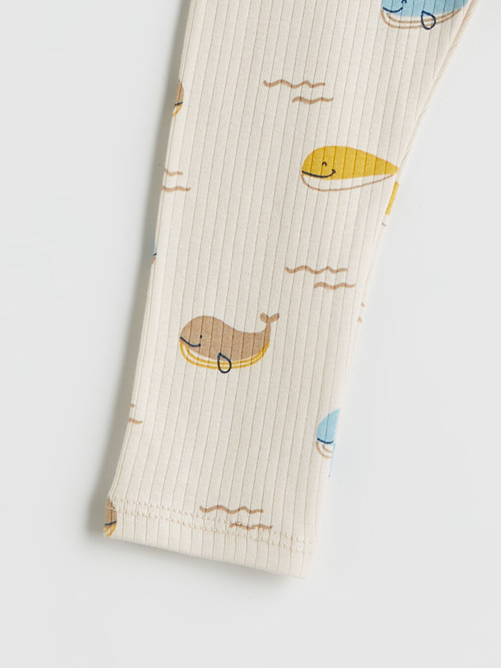 Bej Beli Lastikli Baskılı Erkek Bebek Tayt-1