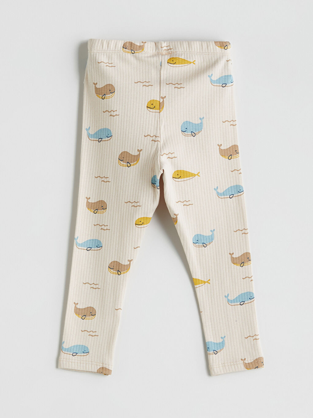 Bej Beli Lastikli Baskılı Erkek Bebek Tayt-2