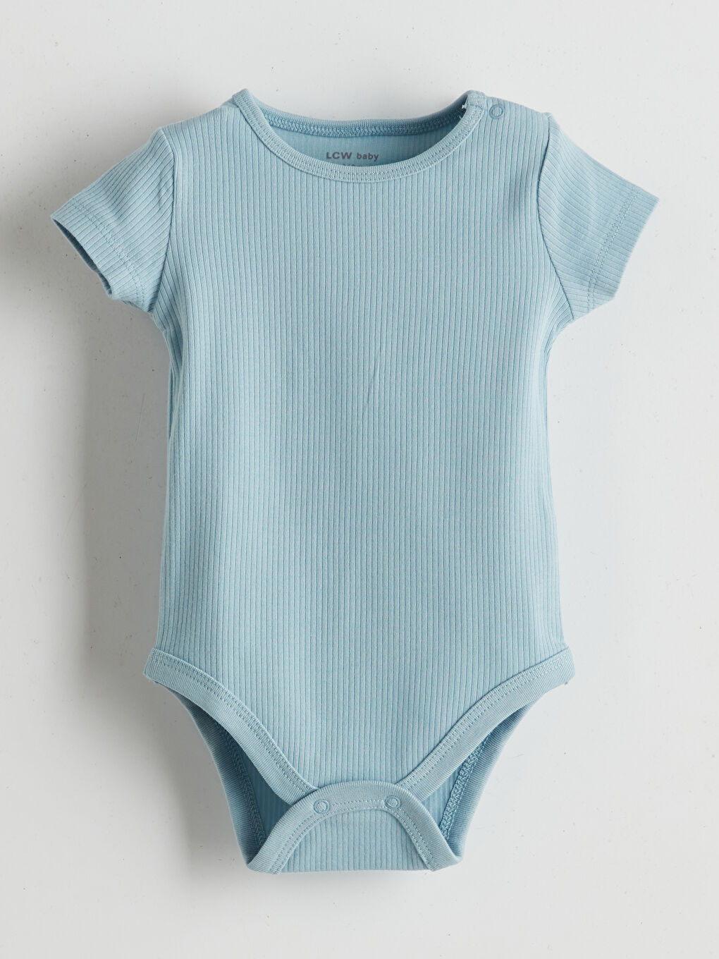 Mavi Kısa Kollu Erkek Bebek Fitilli Çıtçıtlı Body