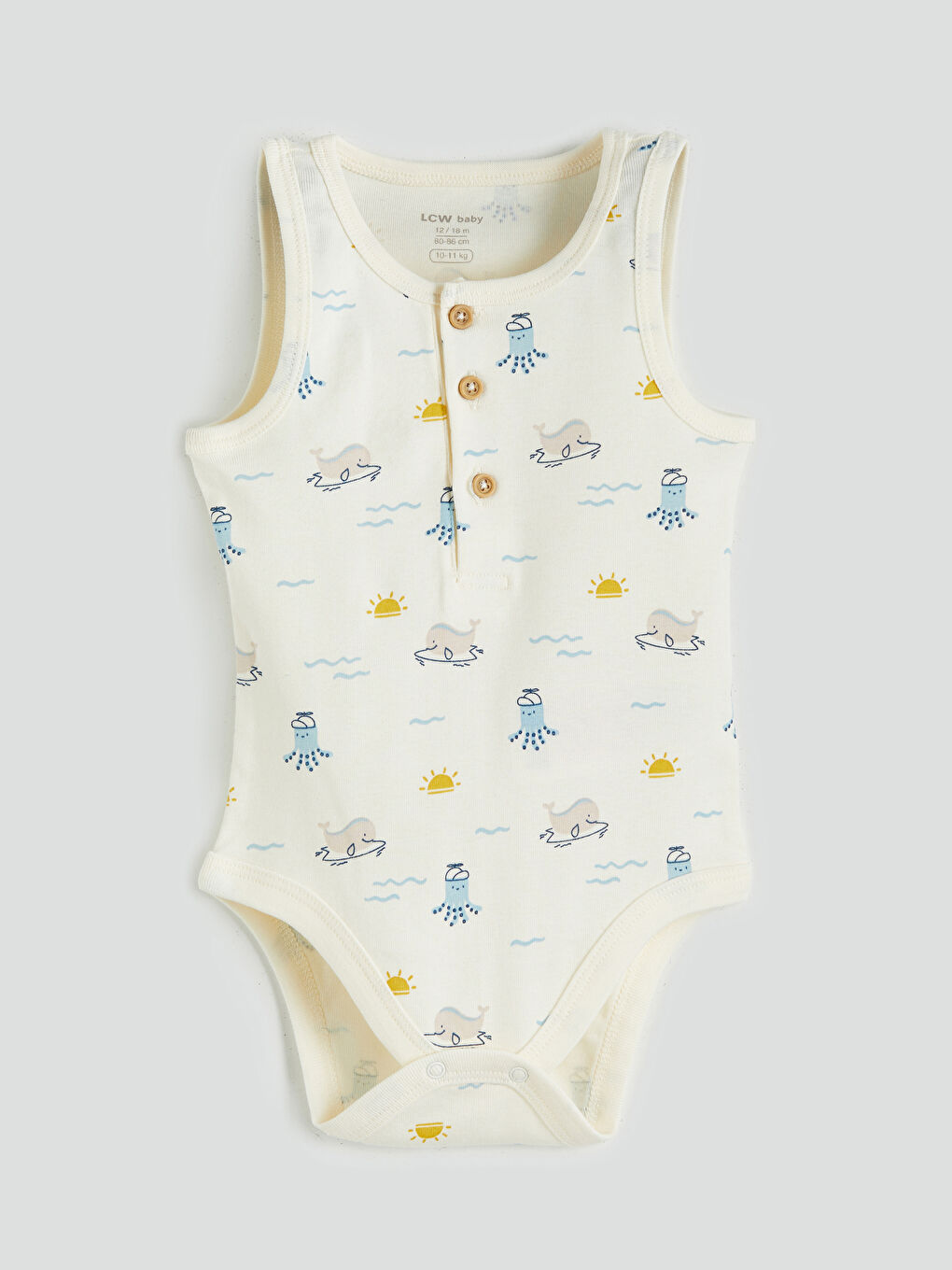 Ekru Bisiklet Yaka Baskılı Erkek Bebek Çıtçıtlı Body-2