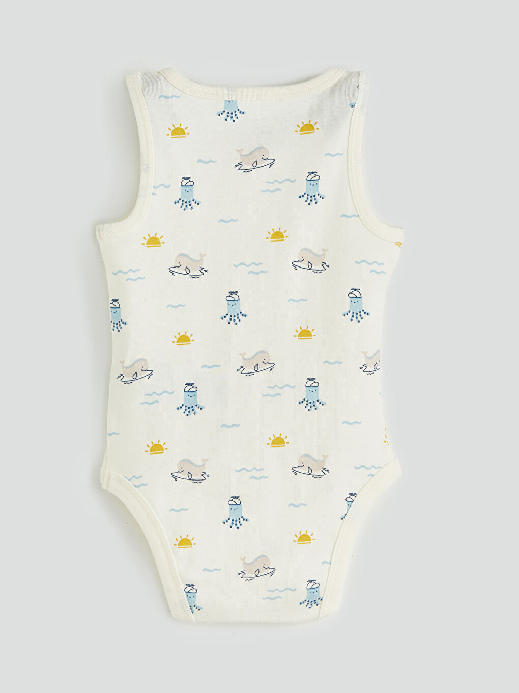 Ekru Bisiklet Yaka Baskılı Erkek Bebek Çıtçıtlı Body-3