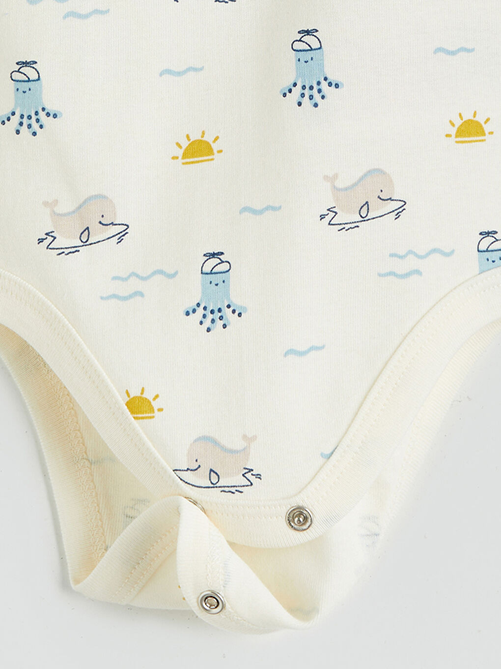 Ekru Organik Kumaş Erkek Bebek Çıtçıtlı Body ve Tayt 2'li-3