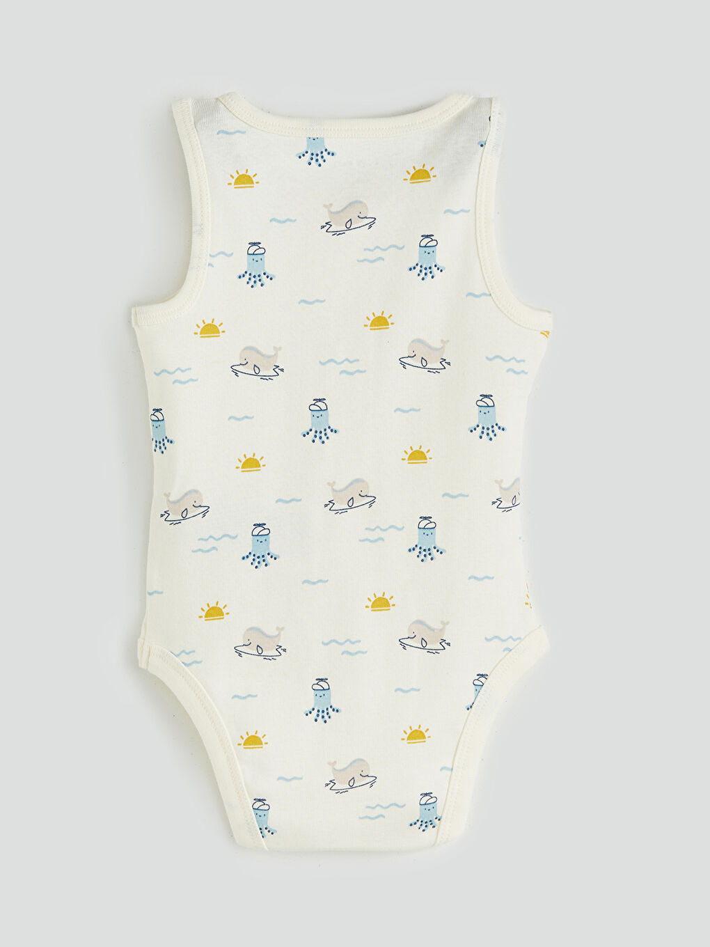 Ekru Organik Kumaş Erkek Bebek Çıtçıtlı Body ve Tayt 2'li-5