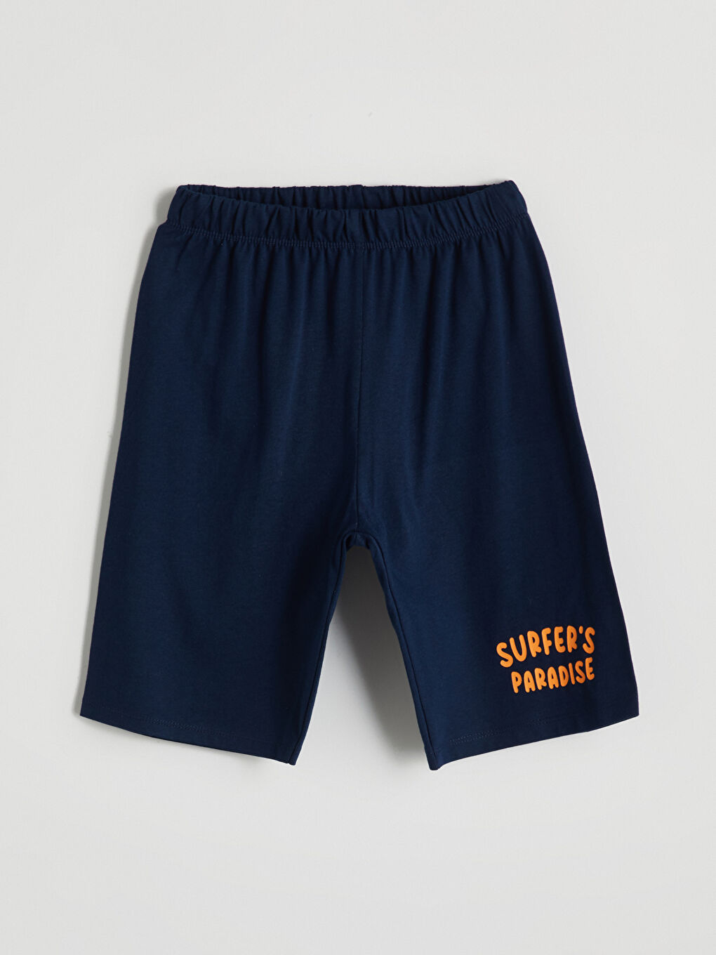 Lacivert Beli Lastikli Yazı Baskılı Erkek Çocuk Pijama Şort