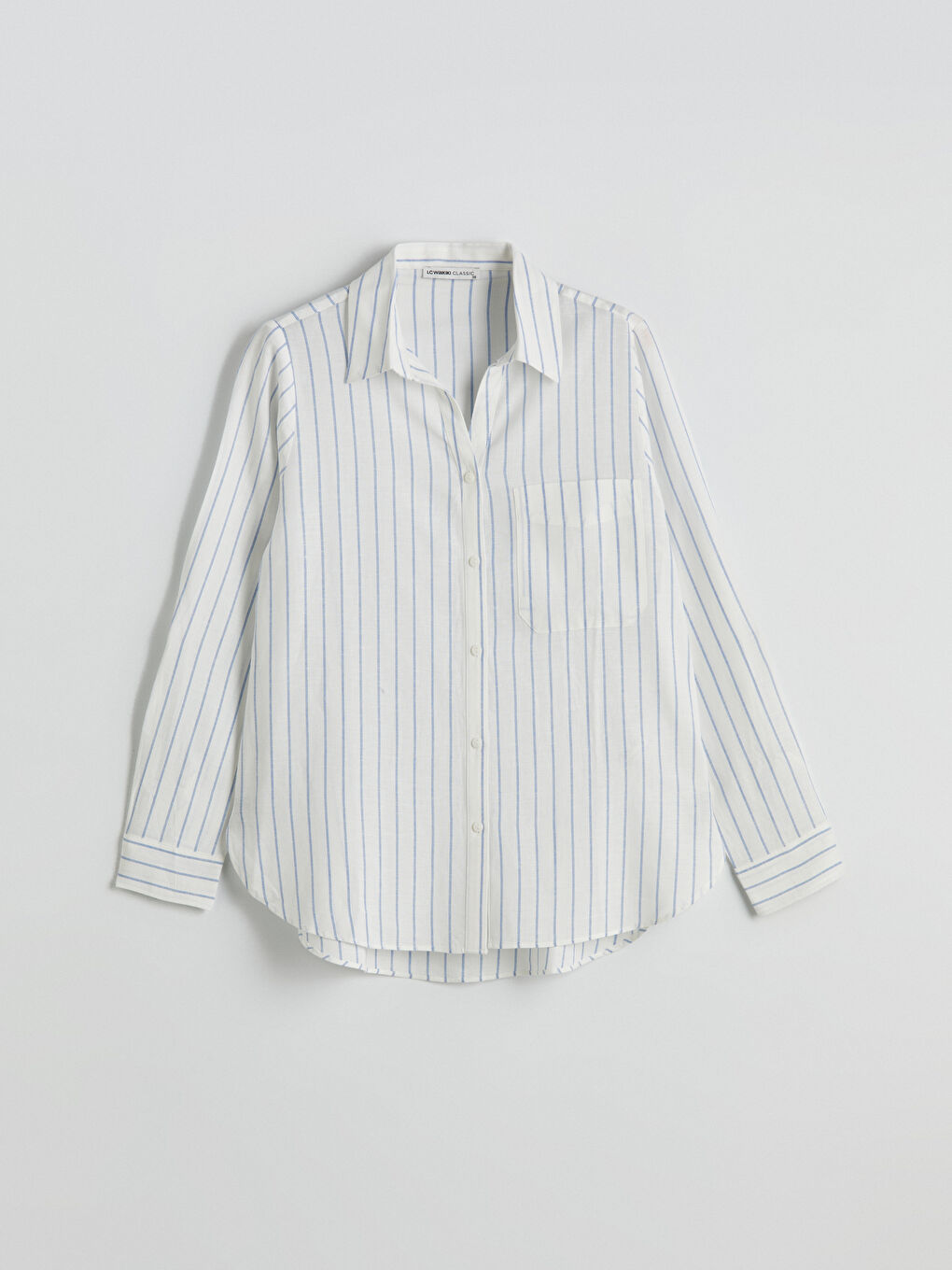 Striped Linen Blend Women's Shirt -S5HM38Z8-LEN