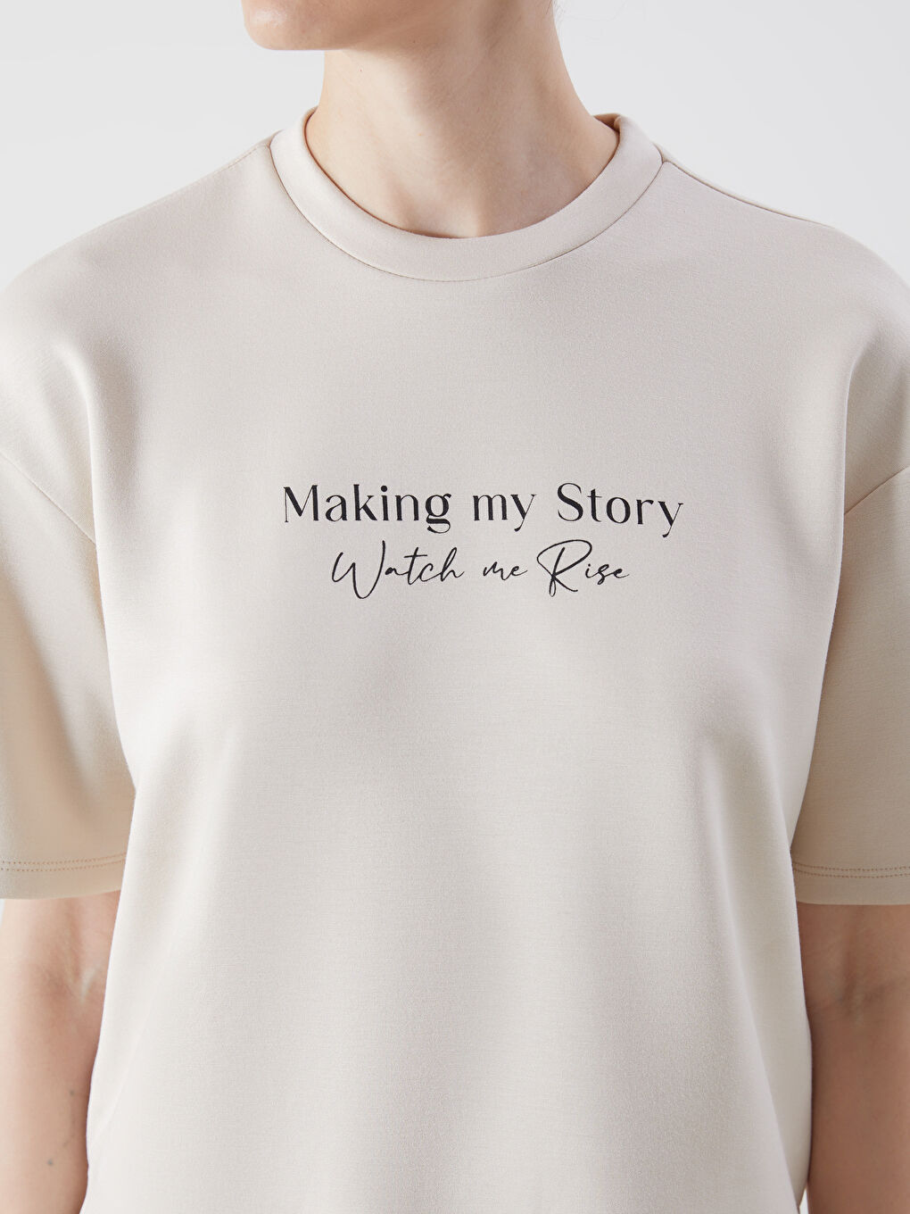 Crew Neck Printed Oversize Women's T-Shirt-2