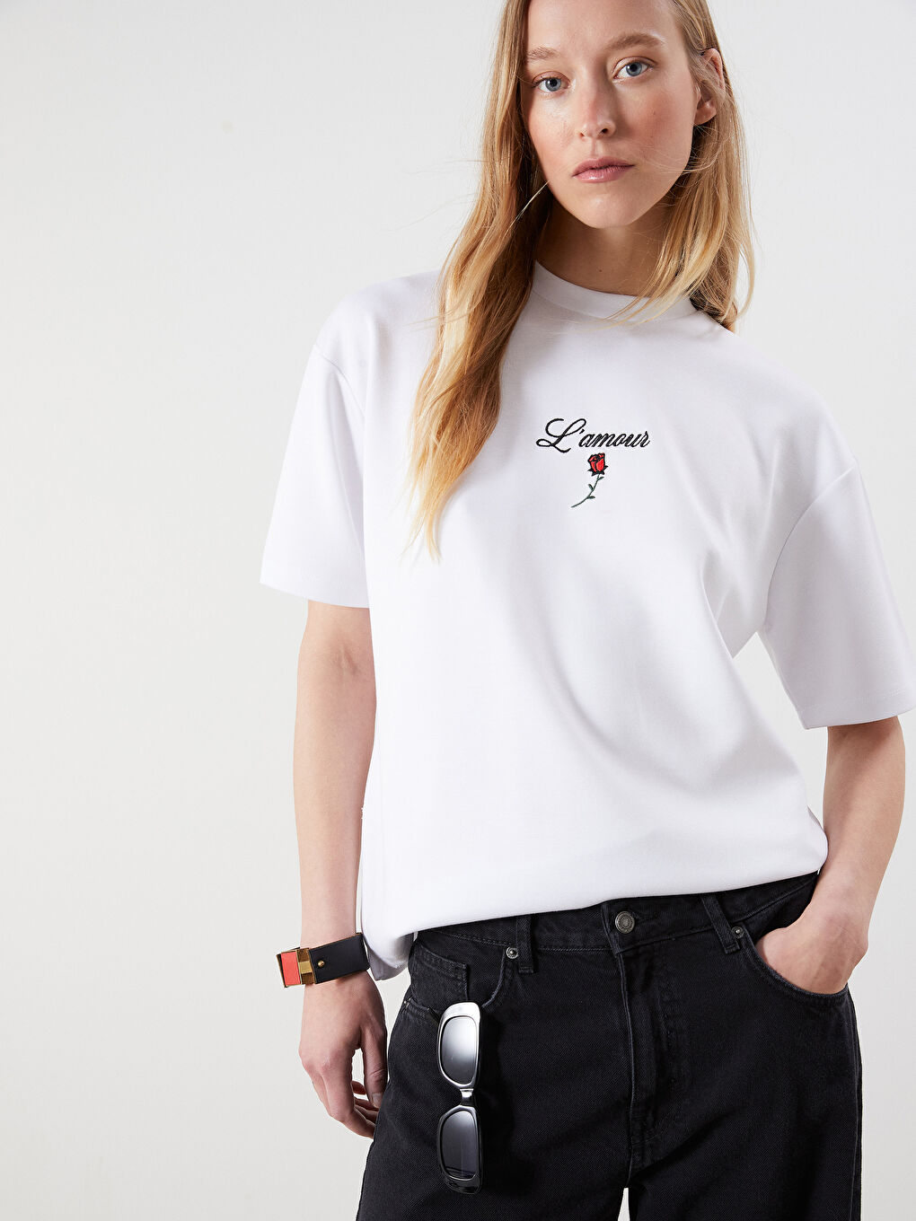 Crew Neck Printed Oversize Women's T-Shirt