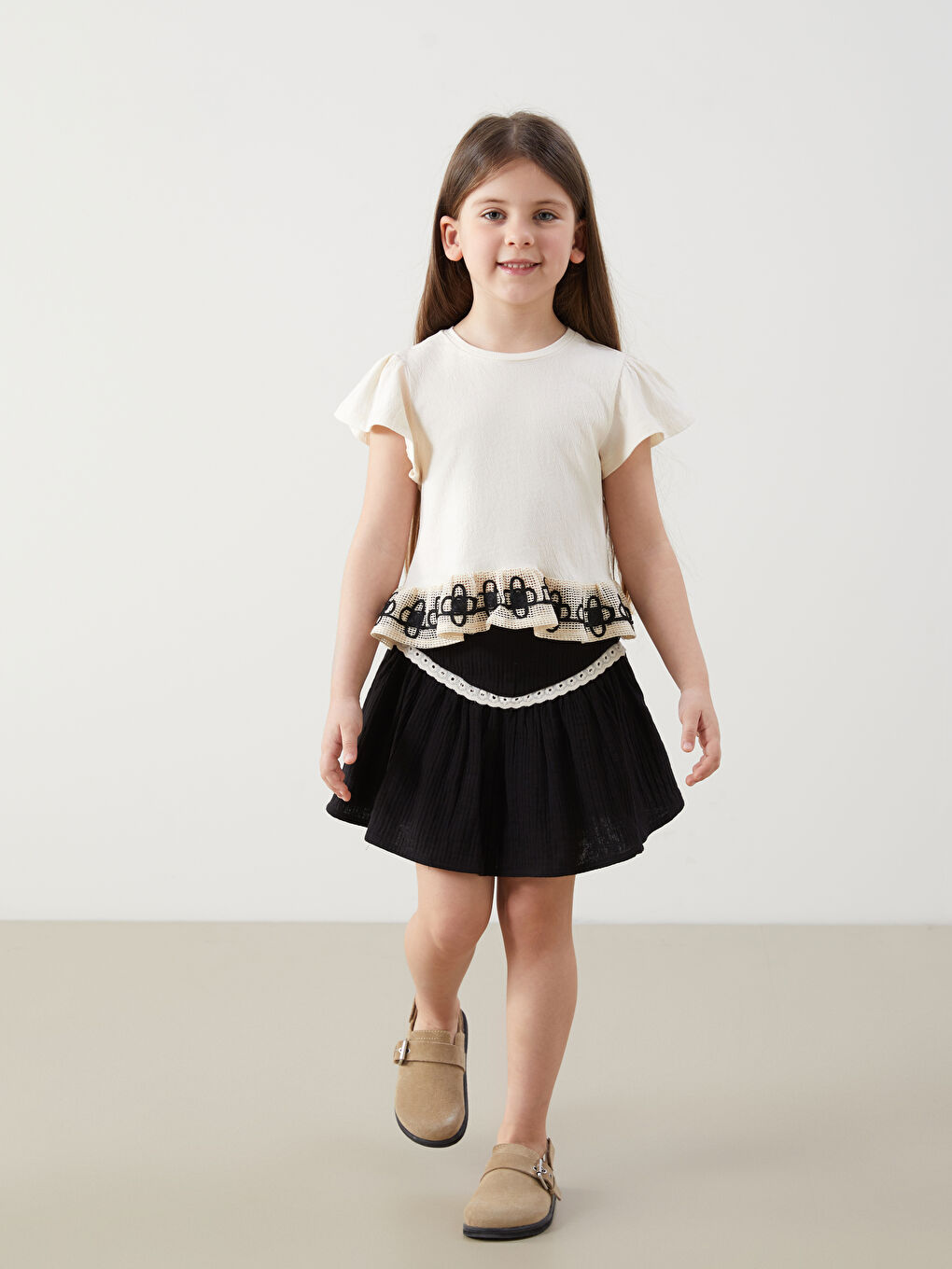 Elastic Waist Pleated Girl Skirt -S5HN24Z1-CVL