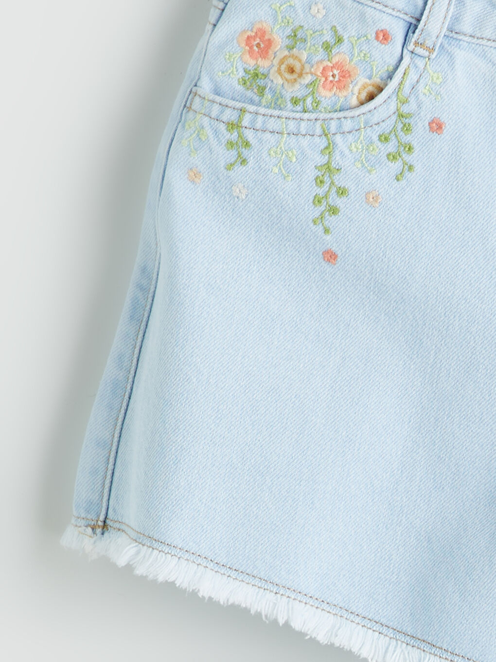 Girls' Embroidered Denim Shorts -S5HN30Z4-869