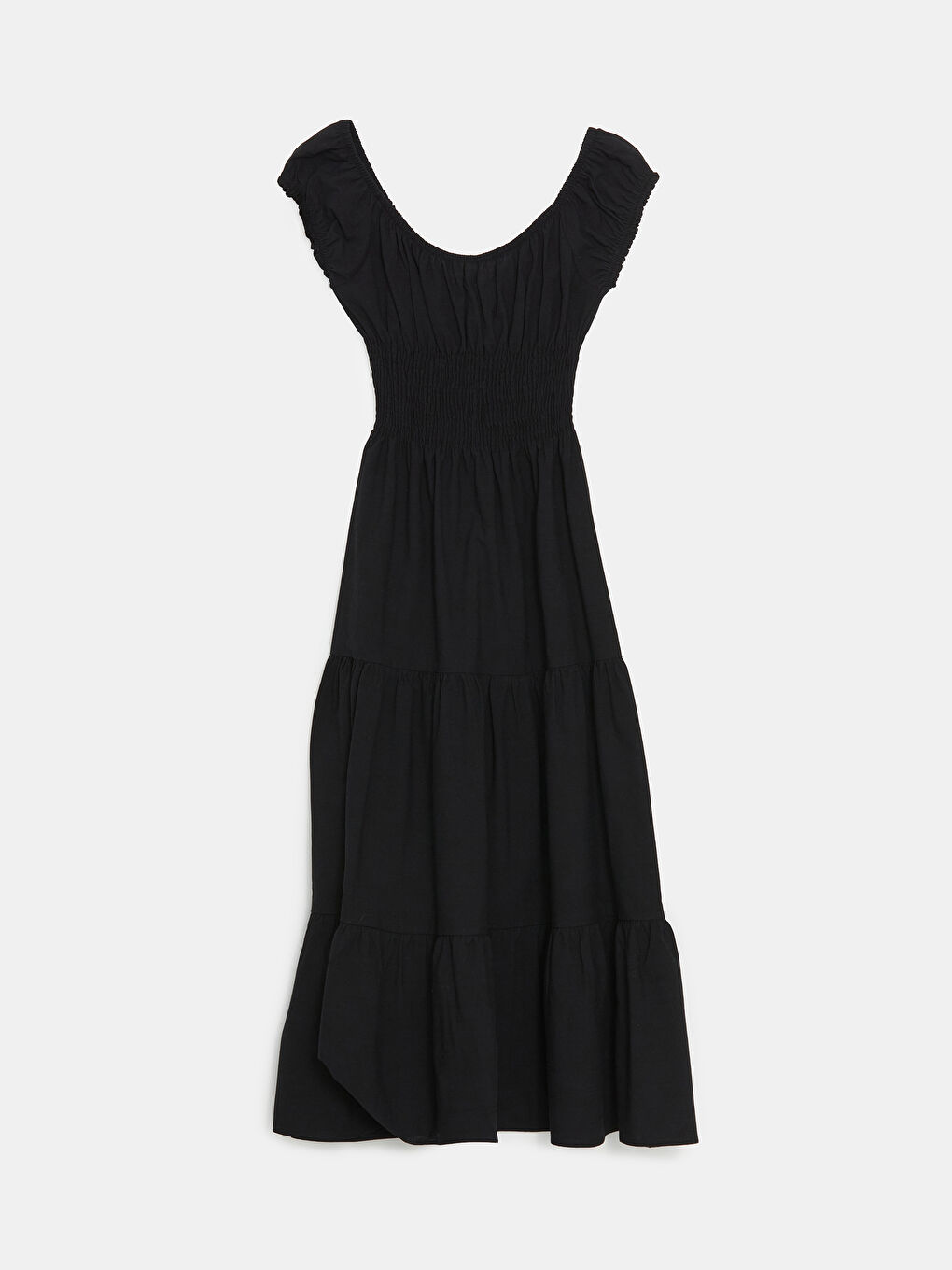 Siyah Kayık Yaka Poplin Kadın Elbise-4