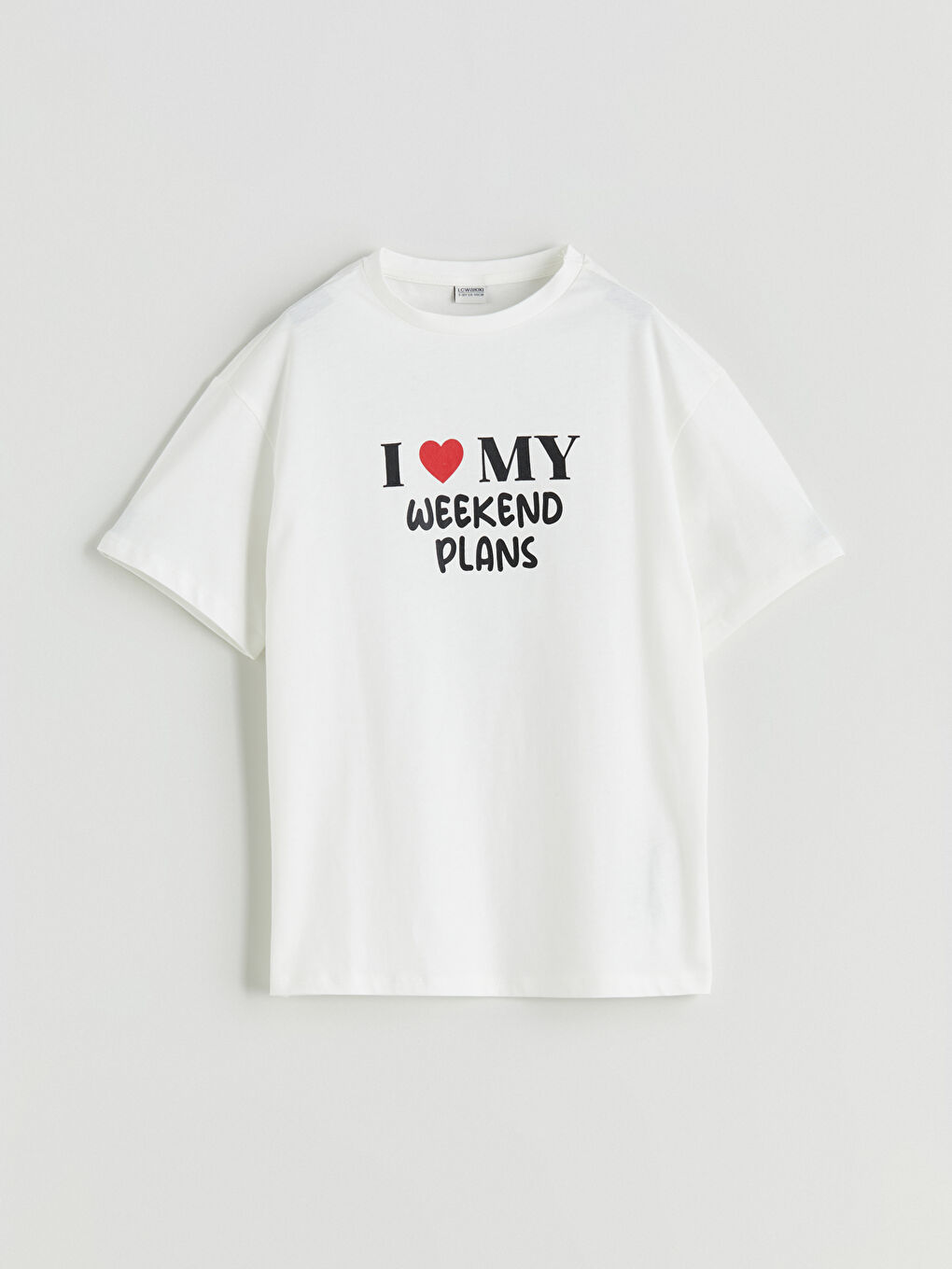 Ekru Bisiklet Yaka Kız Çocuk Tişört