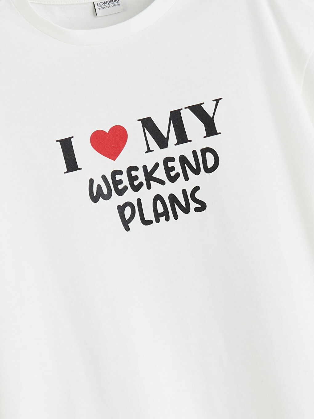 Ekru Bisiklet Yaka Kız Çocuk Tişört-2