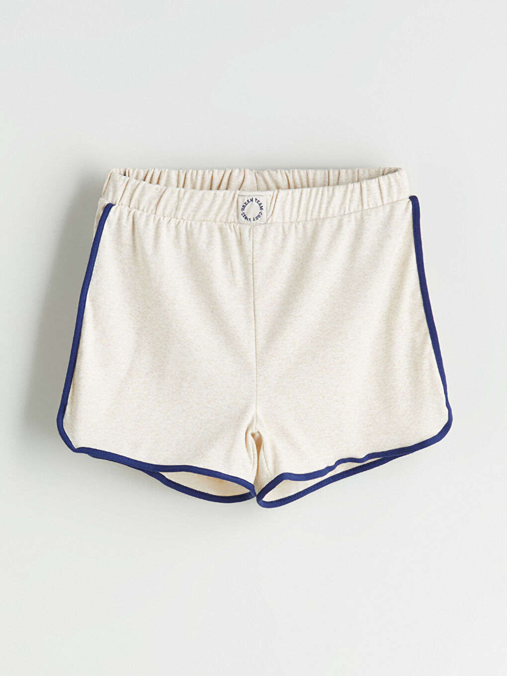 Bej Beli Lastikli Kadın Şort Pijama Altı-4