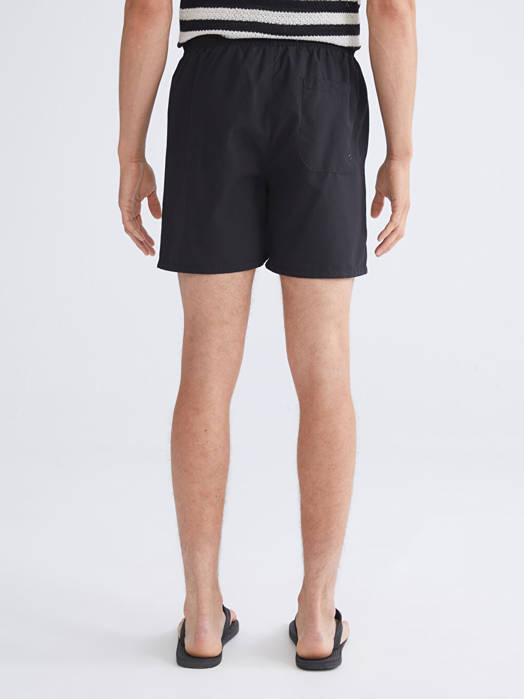 Siyah Kısa Boy Sünger Bob Baskılı Erkek Deniz Şortu-3