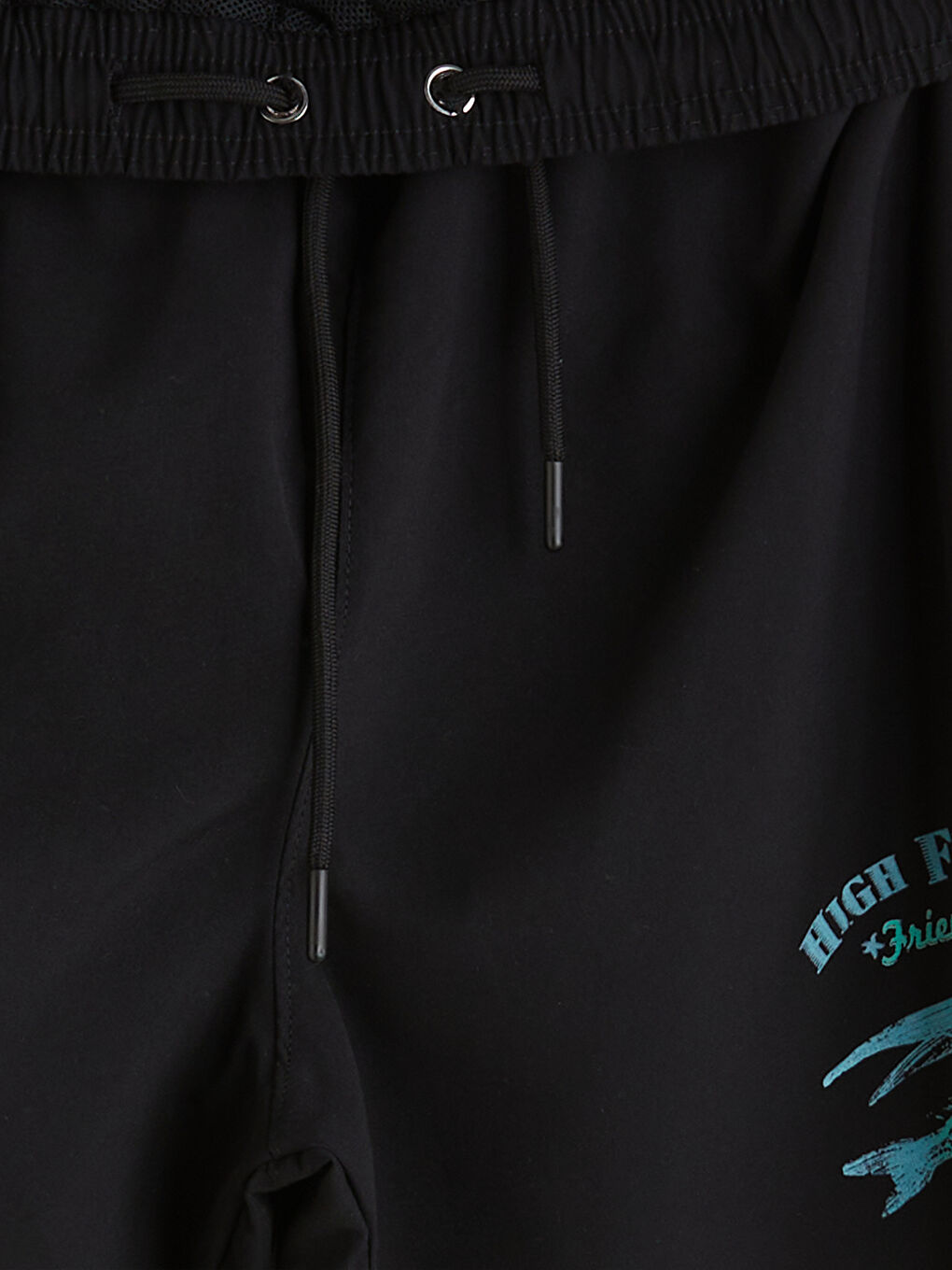 Siyah Kısa Boy Sünger Bob Baskılı Erkek Deniz Şortu-6