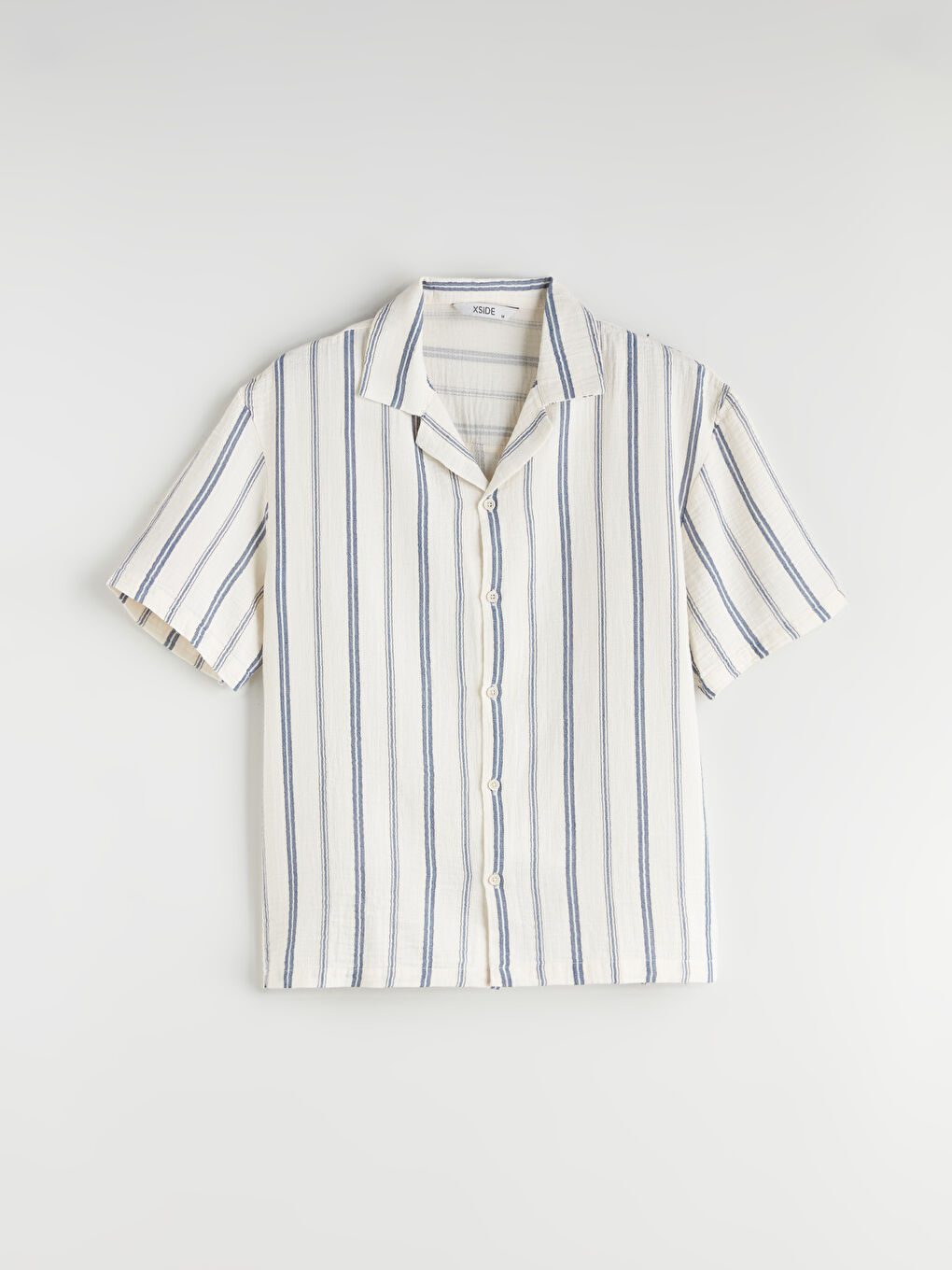 Mavi Regular Fit Resort Yaka Çizgili Müslin Erkek Gömlek-4