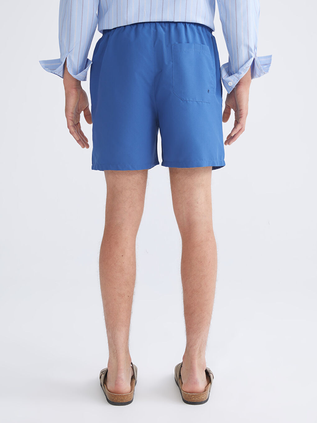 Mavi Kısa Boy Sünger Bob Baskılı Erkek Deniz Şortu-3