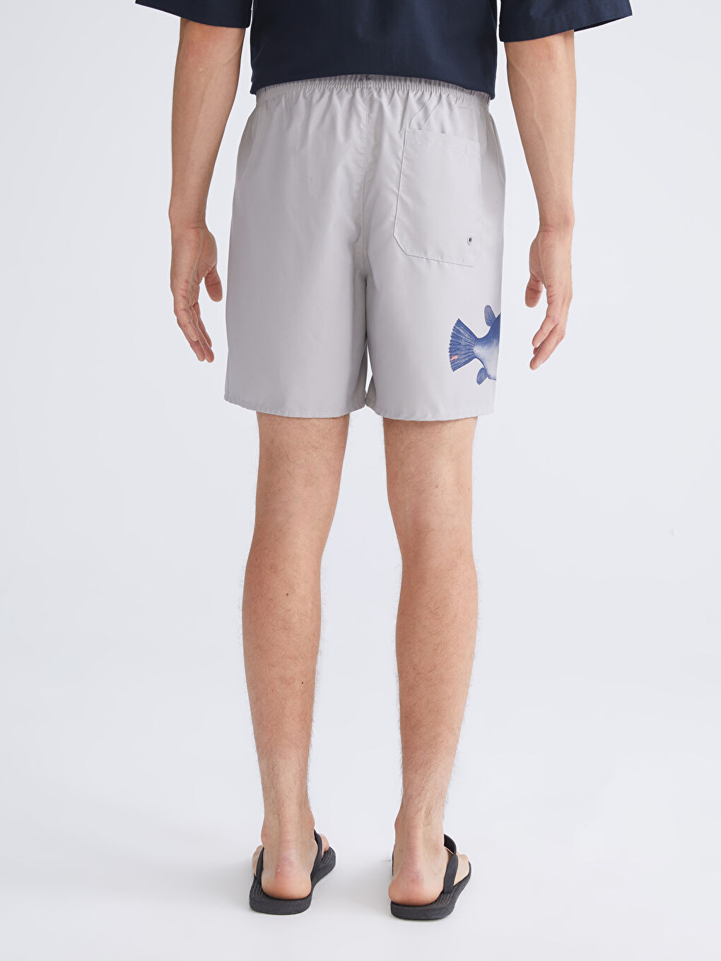 Gri Kısa Boy Sünger Bob Baskılı Erkek Deniz Şortu-3