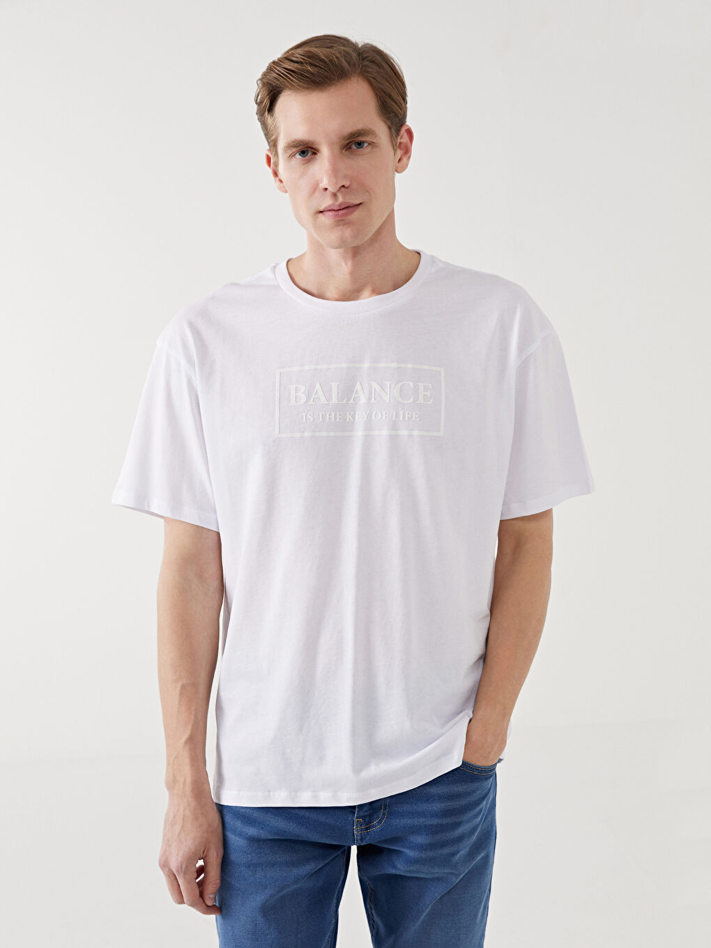 Crew Neck Short Sleeve Printed Combed Cotton Men's T-shirt -S5HP35Z8-J5E