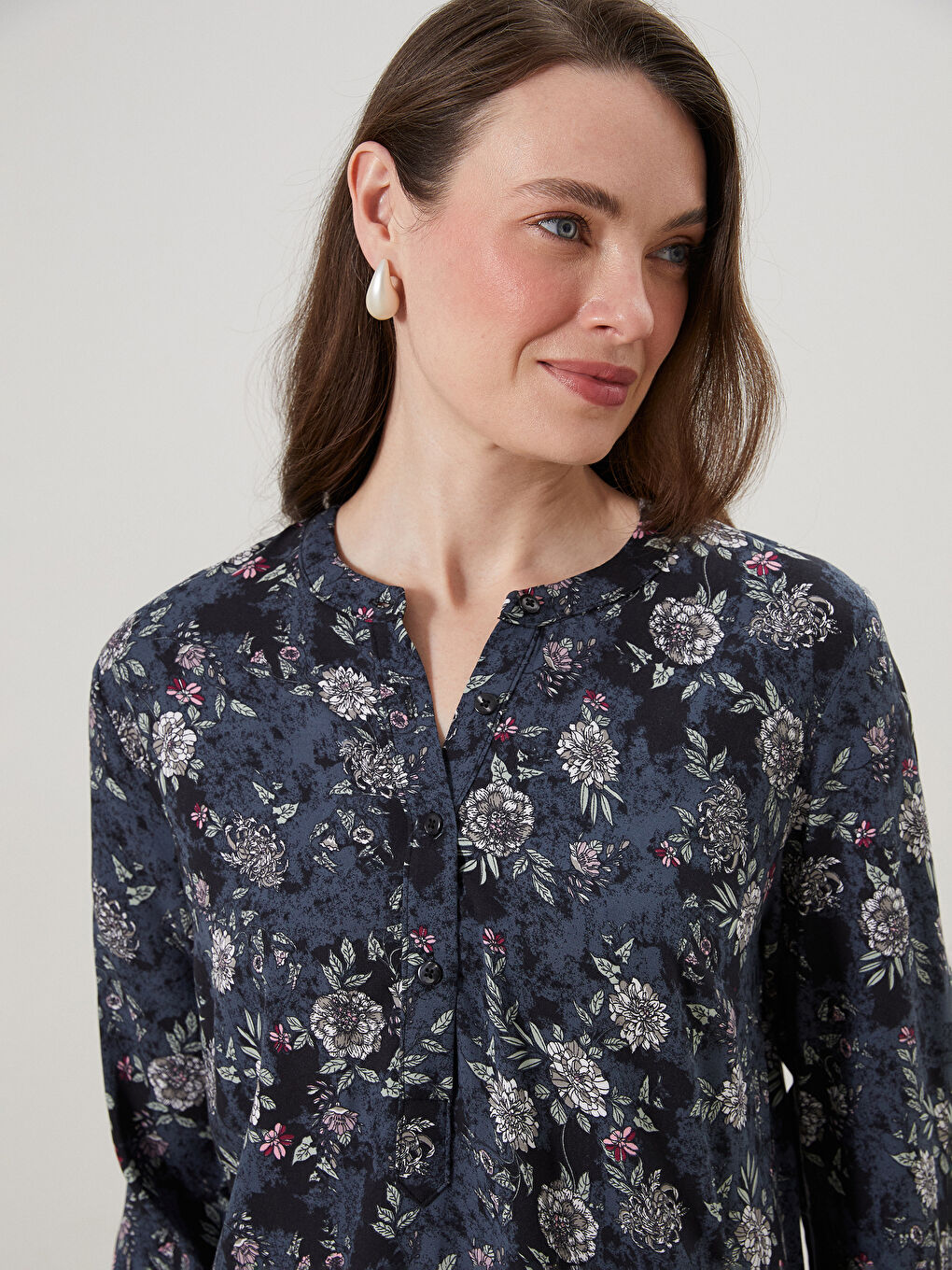 LCWAIKIKI Classic Crew Neck Floral Women's Tunic -S5HP37Z8-LQJ