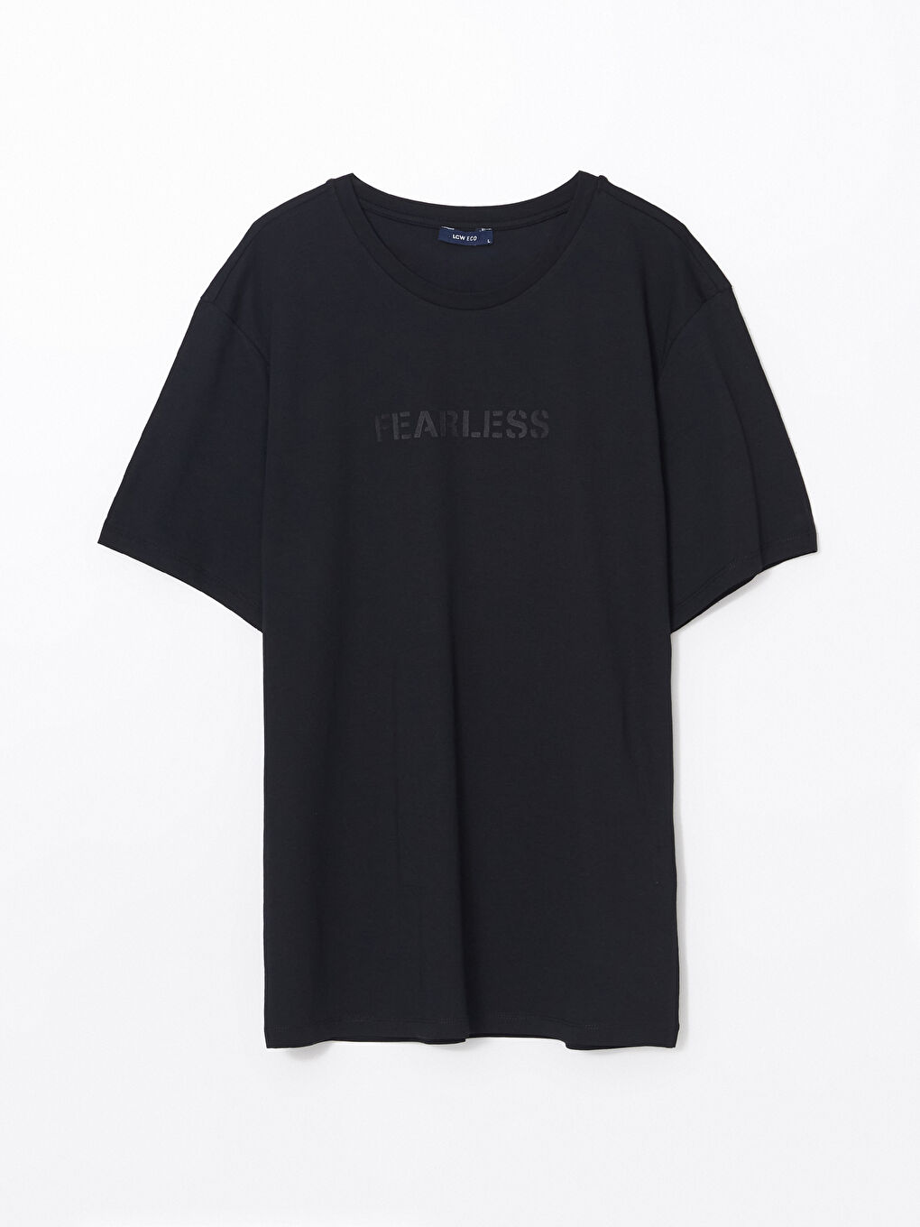 Siyah Bisiklet Yaka Baskılı Erkek Tişört-4