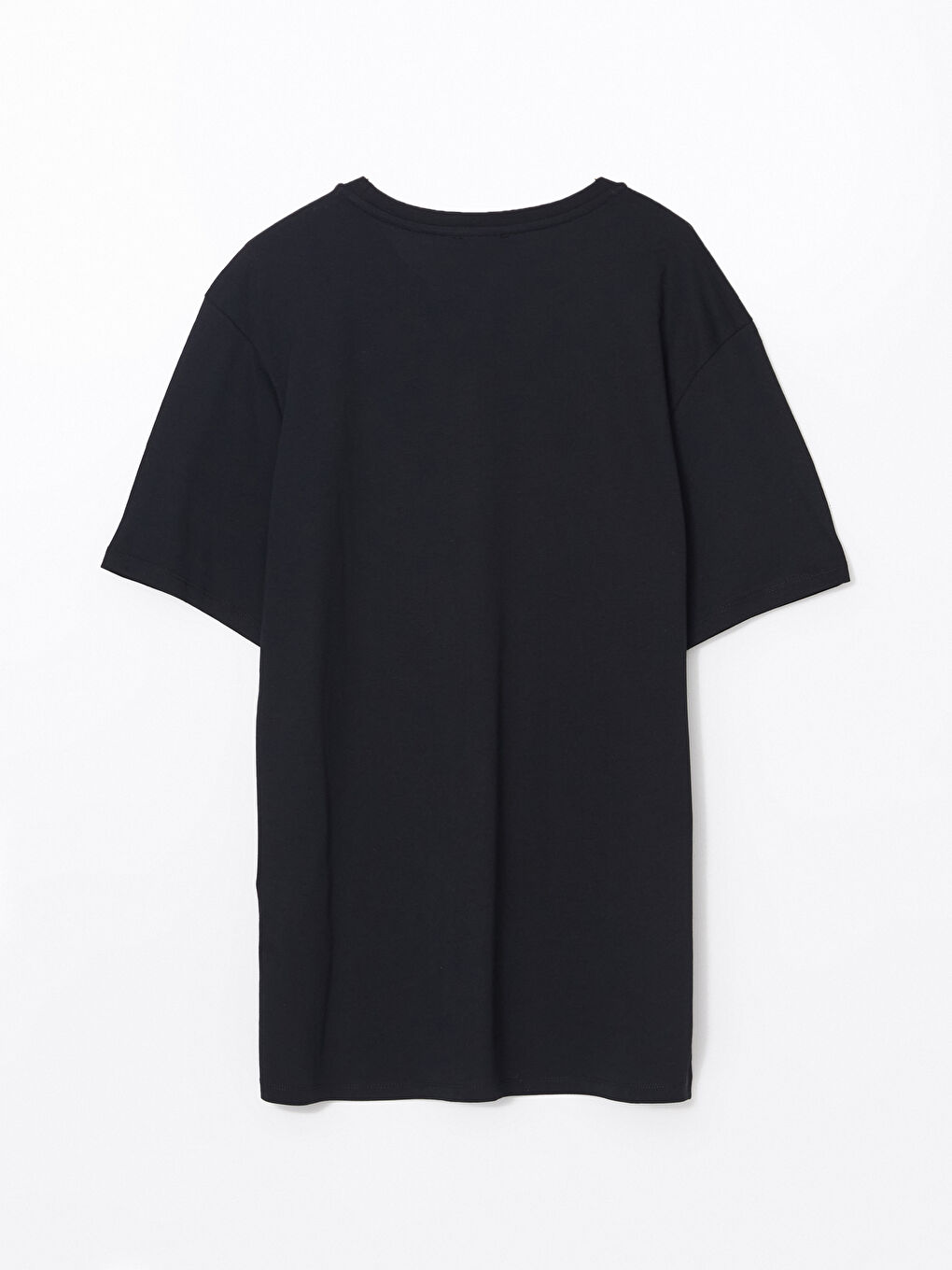 Siyah Bisiklet Yaka Baskılı Erkek Tişört-5