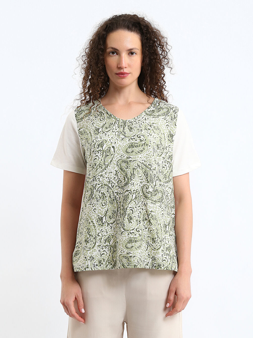 Crew Neck Patterned Women's T-Shirt