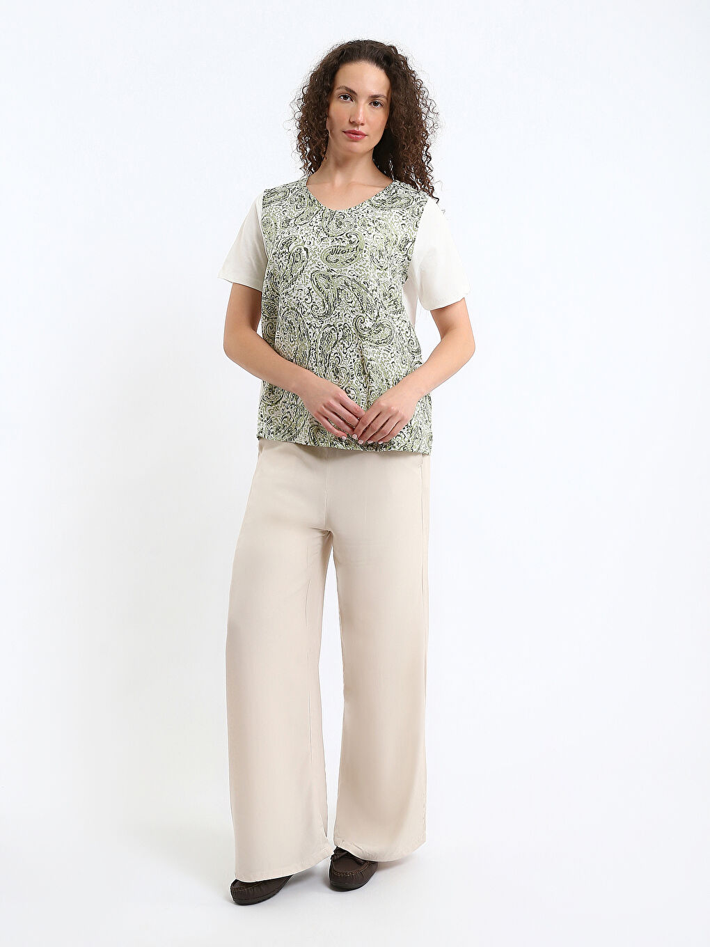 Crew Neck Patterned Women's T-Shirt-1
