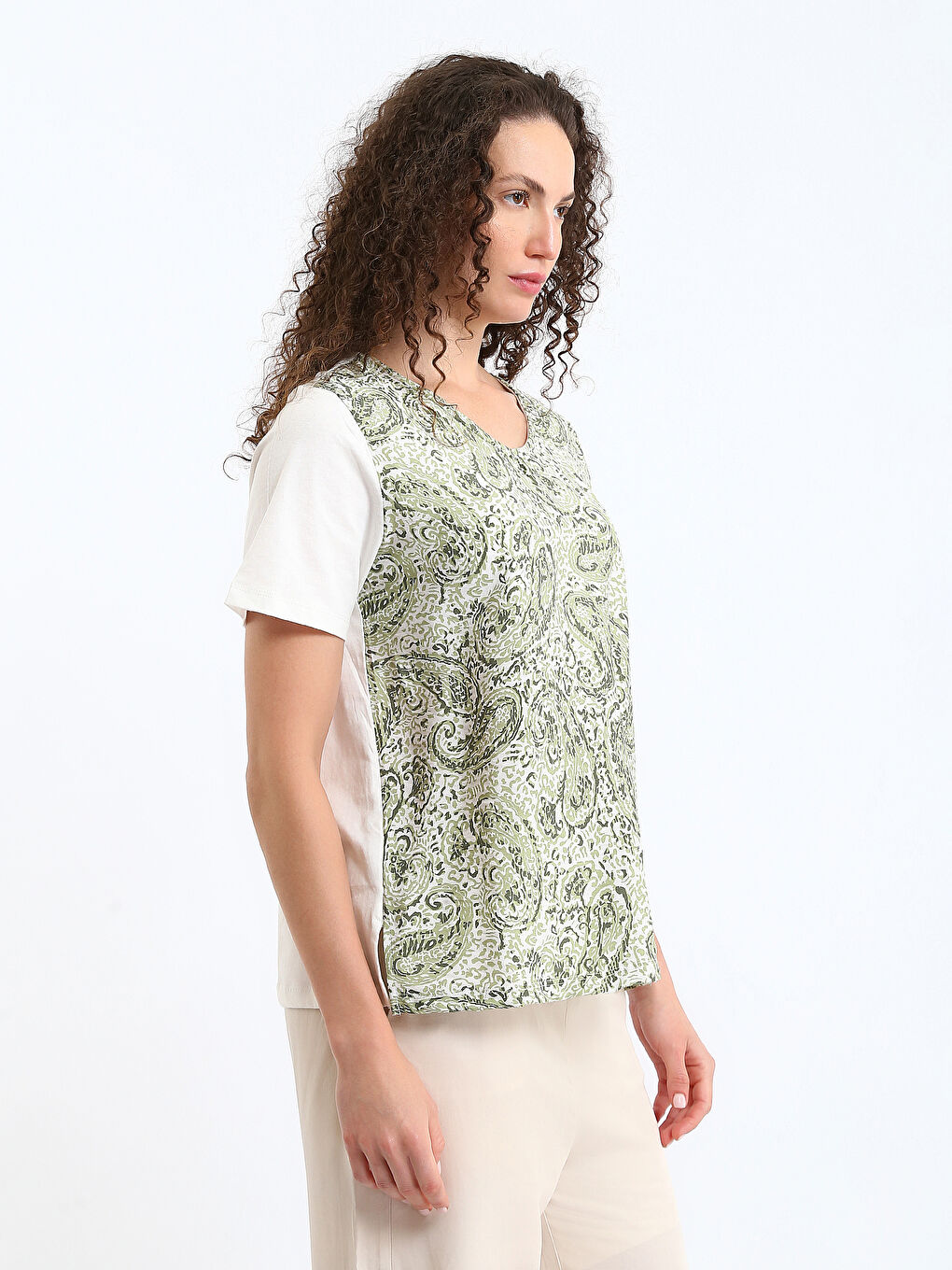 Crew Neck Patterned Women's T-Shirt-3