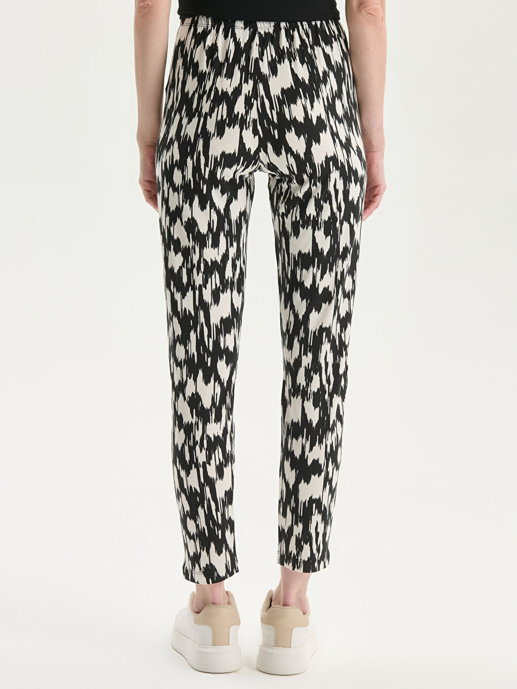 Elasticated Waist Patterned Women's Trousers-3