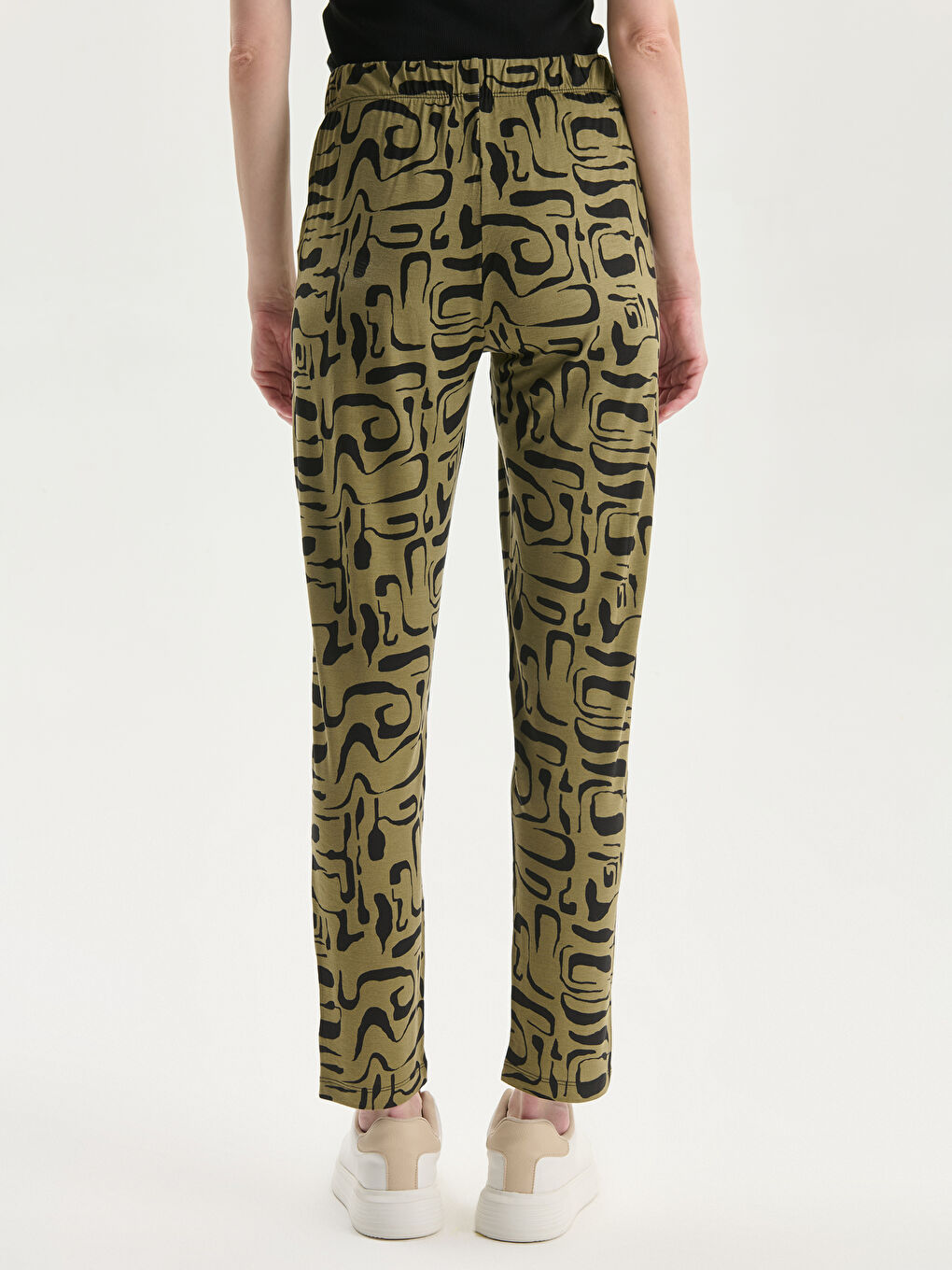 Elasticated Waist Patterned Women's Trousers-3