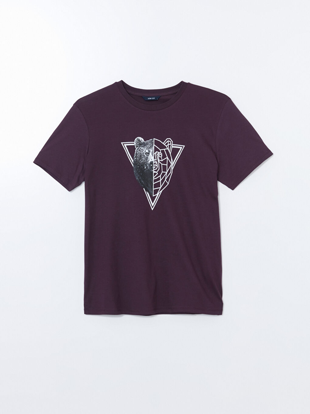 Mürdüm Bisiklet Yaka Baskılı Erkek Tişört-4