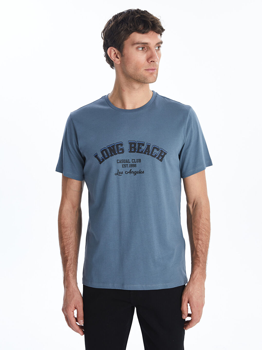 İndigo Bisiklet Yaka Kısa Kollu Baskılı Penye Erkek Tişört