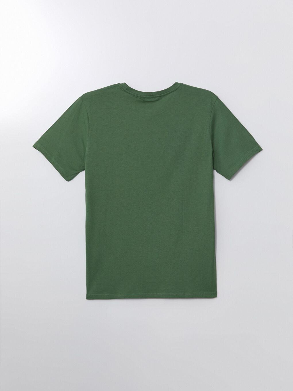 Yeşil Bisiklet Yaka Düz Erkek Tişört-5